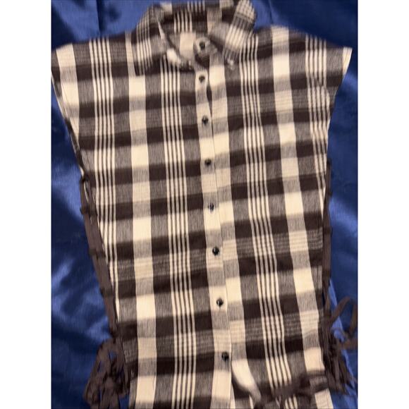 Coffee Women’s Versatile Plaid Blouses-Short Sleeve Button-Casual-Large - Picture 4 of 5